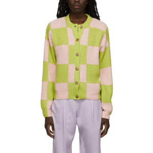 Stine Goya Checkered Pink And Green Harry Cardigan Size XS